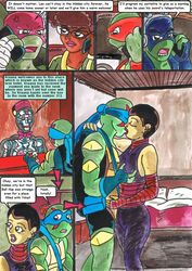 casey_jones cassandra_jones donatello_(tmnt) fondling_breast grabbing kissing leonardo_(tmnt) michelangelo_(tmnt) raphael_(tmnt) rise_of_the_teenage_mutant_ninja_turtles saiyaman teenage_mutant_ninja_turtles