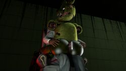 animatronic ass back_view erection five_nights_at_freddy's five_nights_at_freddy's_3 gay human imminent_sex looking_back male male/male male_only night_guard_(fnaf) penis rabbit springtrap springtrap_(fnaf)