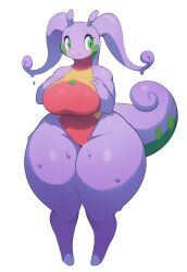 ai_generated anthro awokose big_breasts big_butt female_pokemon goodra huge_breasts nintendo pokémon_(species) pokemon pokemon_(species) romper slime slime_(substance) slime_girl thick_thighs