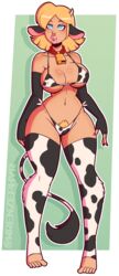 1girls big_lips bimbo bimbo_lips blonde_hair blue_eyes clover_(totally_spies) collar cow_ears cow_girl cow_horns cow_print_bikini cow_print_thighhighs cow_tail cowbell cowgirl female female_only femsub fingerless_gloves hucow large_breasts long_gloves nose_ring open_mouth pubic_hair slave slave_collar stockings submissive_female thick_lips thighhighs thong totally_spies transformation wrenzephyr2