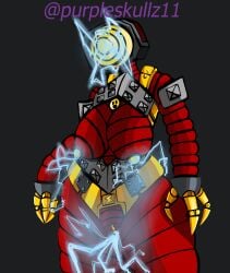 1girls 2d 2d_(artwork) animatronic animatronic_female big_breasts clash_(series) clash_royale electricity female female_focus female_only machine mechanical naked naked_female no_face nude nude_female red_body robot robot_girl robot_humanoid sparky_(clash_royale) squirt squirting supercell thick_thighs
