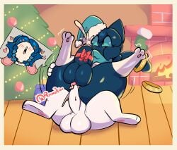 absurd_res anal anal_sex anthro anthro_on_anthro anthro_penetrated anthro_penetrating anthro_penetrating_anthro ass balls big_butt big_penis bodily_fluids christmas christmas_clothing clothing cum cum_inside digital_drawing_(artwork) digital_media_(artwork) digital_painting_(artwork) domestic_cat duo erection felid feline felis femboy femboy/femboy feral fiuke fiuke_bnuy fur genital_fluids genitals hi_res holidays huge_butt huge_thighs humanoid humanoid_genitalia lagomorph leporid male male/male male_penetrated male_penetrating mammal nude painting_(artwork) pantherine penetration penis rabbit rabite ruimu_kiou ruimu_kiou_(character) sex tail thick_thighs tighs white_body