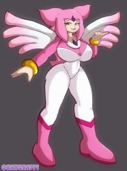 2026 big_breasts blue_eyes breasts cosplay curvy curvy_female deity eyelashes female goddess gold_(metal) gold_bracelets gold_jewelry gray_background grey_background hudson_soft huge_breasts illumina_(sonic) light-skinned_female light_skin lipstick lumina_flowlight multicolored_clothes multicolored_clothing pink_bodysuit pink_clothes pink_clothing pink_eyebrows pink_footwear pink_heels pink_lipstick purple_gem sawcraft1 sega simple_background solo sonic_(series) sonic_shuffle sonic_the_hedgehog_(series) thick_thighs white_bodysuit white_clothes wings