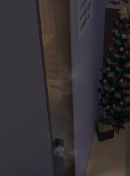 box calendar_(object) christmas christmas_tree commentary_request door futon gift gift_box highres idolmaster idolmaster_cinderella_girls implied_after_sex indoors matanonki no_humans steam tatami wooden_floor
