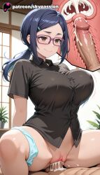 1boy 1girls 2025 ai_assisted ai_generated anime artist_name asai_ami breasts brown_eyes bust cervix clothed_sex cock cowgirl_pose cowgirl_position cross_section cum cum_in_pussy dick ejaculation explicit female_genitalia genitals glasses hair_ornament hairclip happy_sex hi_res high_quality high_resolution highres internal_cumshot leaf love_making overflow panties panties_around_one_leg patreon patreon_username penetration penis pussy sex sexual_intercourse shirt skypassion smile stable_diffusion straddling straight uncensored uncensored_pussy uncensored_vagina underwear uterus uzaki-chan_wa_asobitai! vaginal_penetration veiny_penis watermark woman_on_top x-ray