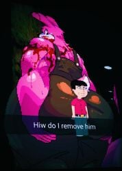 anthro anthrofied artist_upload ass ass_cleavage ass_focus ass_grab ass_up bara barazoku blood_on_face blood_splatter blood_stain brown_clothing down_angle family_guy gay gay_male glistening glistening_body glistening_butt glistening_skin how_do_i_remove_him looking_at_viewer looking_back looking_down looking_over_shoulder male male_focus male_only mascot mascot_costume meme mr_washee_washee overalls overalls_only pink_body pink_fur rabbit rabbit_ears rabbit_humanoid rabbit_tail ritcherr robbie_o_coelho robbie_the_rabbit self_upload silent_hill silent_hill_3 silent_hill_4