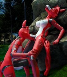 3d_(artwork) animatronic anthro big_breasts binocszoomx10 blender_(artwork) breasts canid canine cunnilingus digital_media_(artwork) duo erection female five_nights_at_freddy's fox foxy_(fnaf) genitals hair hi_res machine male male/female mammal mtf_crossgender nipples nude open_mouth oral penis robot rule_63 scottgames selfcest sex square_crossover tail tongue tongue_out vaginal_penetration vulva