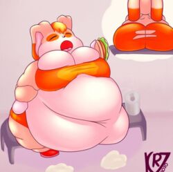 2girls big_belly big_breasts breasts expansion fat fat_rolls fattening morbidly_obese morbidly_obese_female multiple_girls navel obese obese_female overweight sega smotrilla sonic_(series) sonic_the_hedgehog_(series) stuffing vanilla_the_rabbit weight_gain