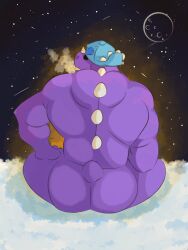 back_muscles back_view bara biceps big_butt big_muscles brawl_stars dinosaur gay huge_butt male_only muscular naked naked_male nude nude_male pierce_(brawl_stars) shiny_butt solo_male yaoi