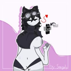 1girls areolae artist_name bad_anatomy black_hair breasts cat_ears condom exposed_pussy nipples no_mouth nude nude_female one_breast_out pussy reference_image roblox roblox_avatar robloxian sangel self_upload tagme thighs white_body