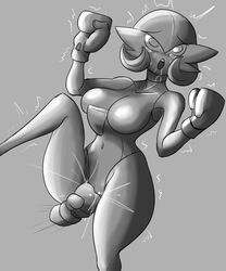 1girls anthro bodily_fluids boxing boxing_gloves breasts clothing cuntbusting drooling female female_gardevoir female_only gardevoir genital_fluids genital_torture handwear hi_res jmf monochrome nintendo one-piece_swimsuit pokémon_(species) pokemon pokemon_(species) pokemon_rse pussy_juice pussy_punch pussy_torture saliva shaking solo sport swimwear trembling video_games wide_eyed wide_hips