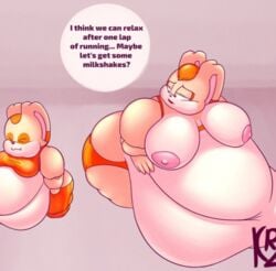 2girls big_belly big_breasts breasts cream_the_rabbit expansion fat fat_rolls fattening morbidly_obese multiple_girls navel obese obese_female overweight sega smotrilla sonic_(series) sonic_the_hedgehog_(series) stuffing vanilla_the_rabbit weight_gain