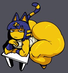 1girls 2025 animal_crossing ankha anthro ass bent_over big_ass blue_eyes blue_hair bottom_heavy feline female female_only furry furry_only huge_ass hyper hyper_ass looking_at_viewer nanodude78 solo solo_female tail thick_thighs thunder_thighs wide_hips yellow_body yellow_fur