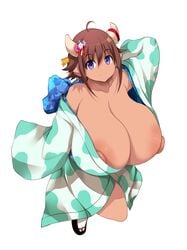 2_horns animal_ears animal_humanoid areola areola_slip asian_clothing black_clothing black_footwear blue_clothing bovid bovid_humanoid bovine bovine_humanoid breasts breasts_bigger_than_head brown_hair cattle_humanoid clothing collarbone cow_girl east_asian_clothing eyebrows female female_minotaur female_only footwear green_clothing hair hanging_breasts hi_res horned_humanoid horns humanoid ishuzoku_reviewers japanese_clothing kimono legwear mammal mammal_humanoid massive_breasts milky_(ishuzoku_reviewers) minotaur minotaur_female minotaur_girl monster_girl nipple_slip nipples_showing nipslip overflowing_breasts sagging_breasts smile socks tabi tabi_socks tsukasawa_takamatsu voluptuous white_clothing white_legwear