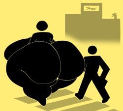 1boy 1girls ass ass_focus big_ass big_breasts big_butt bigger_female black_body black_skin bottom_heavy breasts chubby chubby_female dumptruck_ass fat fat_female female female_focus giant_ass giant_boobs giant_breasts giant_butt height_difference huge_ass huge_boobs huge_breasts huge_butt larger_female male meme original parody pictogram pictographics road_sign shorter_male size_difference smaller_male voluptuous voluptuous_female warning_sign_person werthorga