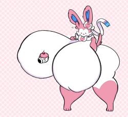 big_breasts breasts dewbber edit eeveelution huge_breasts hyper n1ko no_humans pokémon_(species) pokemon sylveon third-party_edit