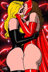 2017 2girls blonde_hair carol_danvers female female_only french_kiss french_kissing kaywest kissing lesbian_kiss makeout marvel ms._marvel ms._marvel_(carol_danvers) passionate_kiss scarlet_witch superheroine wanda_maximoff yuri