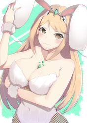 1girls blonde_hair blush bunny_ears bunnysuit cleavage embarrassed female female_only fishnets gold_eyes jonylaser mythra solo_female source_request xenoblade_(series) xenoblade_chronicles_2