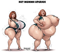 1girls age_progression before_and_after belly_expansion big_belly breast_expansion brown_eyes brown_hair fat female gigantic_breasts huge_ass hyper_ass hyper_breasts hyper_thighs lactation leotard lips mature_female milf my_hero_academia nipple_tweak obese ochako_uraraka okayokayokok open_mouth solo torn_clothes weight_gain white_background