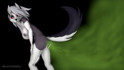 1girls 3d anthro ass black_nose breasts eyelashes fart fart_fetish female grey_body grey_fur grey_hair hair hellhound helluva_boss loona_(helluva_boss) neonlights999 red_sclera smile standing vivienne_medrano white_body white_eyes white_fur