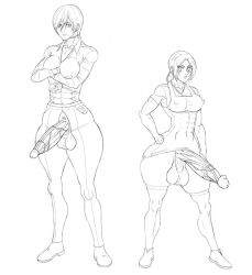 2futas attack_on_titan balls big_balls big_cock big_penis bottomless breasts clothed clothing duo erection futa_only futanari gabi_braun giant_penis hashimiro_takahi huge_cock human mikasa_ackerman monochrome mostly_clothed muscular muscular_futanari nipples_visible_through_clothing penis shingeki_no_kyojin sketch standing thick_ass thick_female thick_thighs veins veiny_penis wide_hips