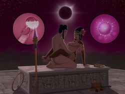 1boy 1girls altar areolae ass awilix_(smite) barefoot black_hair blue_eyes bodypaint breasts chinese_mythology cross_section cum cum_in_pussy cum_in_uterus cum_inside dais deity eclipse female female_on_top fertilization god goddess impregnation leg_lock long_hair male mayan_mythology ne_zha_(smite) nipples nude open_mouth outdoors ovum ovum_with_heart penetration penis ritual ritual_sex sex sex_on_altar sinfulline smite solar_eclipse spear sperm_cell spread_legs uterus vaginal_penetration weapon wide_hips x-ray