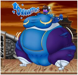 belly_expansion bloopsyblue blue_body blueberry_inflation blush body_inflation burping chun-li copyright inflation spherical_inflation street_fighter swelling tagme tagme_(artist) wide_hips