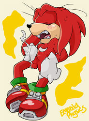 anthro cum echidna emerald_physics fur gloves handjob knuckles_the_echidna male male_only mammal masturbation monotreme penis solo sonic_(series) tagme