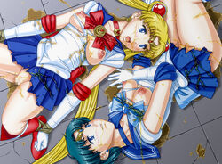 2girls after_rape ami_mizuno apple_pie_(artist) bishoujo_senshi_sailor_moon bondage boots breasts censored choker clothing covered_in_pee female female_only multiple_girls nipples peeing piss_soaked pissing ripped_clothes ripped_clothing sailor_mercury sailor_moon skirt small_breasts tagme torn_clothes urinating urine_covered usagi_tsukino watersports