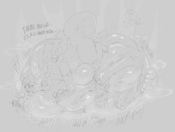 absurd_res anthro ass belly big_belly big_butt big_tail closed_eyes death dialogue duo fatal_vore helpless hi_res huge_belly hyper hyper_belly machine male male/male monochrome nathygutter nathyness onomatopoeia protogen size_difference smaller_pred sound_effects tail text tongue tongue_out vore