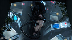 1boy 1girls 3d alien alien_(franchise) belly_bulge breasts bulge captain_ree cum cum_in_pussy dark_side female interspecies male/female male_xenomorph rape restrained rey size_difference small_breasts source_filmmaker star_wars straight xenomorph