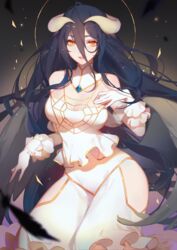 albedo_(overlord) black_hair breasts clothed hips horn overlord_(maruyama) songjikyo succubus