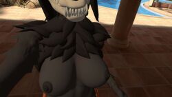 breasts breasts_out exposed_breasts fit_female furry mal0 nipples scp-1471 scp-1471-a scp_foundation skull_head topless topless_female vrchat vrchat_avatar
