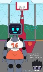 1boy 1girl 2021 baldwin_(metal_souls) baldwin_(therobotnsfw) basket comic female fnf fnf_mod friday_night_funkin friday_night_funkin_mod genderbend genderswap hex_(yingyang48) huge_boobs huge_breasts male metal_souls oc original_character robot robot_female robot_girl robot_humanoid spanish spanish_text