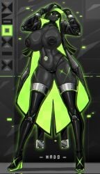 1girls 2d areolae blush breasts green_eyes hat hips huge_breasts large_areolae large_breasts looking_at_viewer microsoft navel nipples panties thick_thighs thighhighs thighs topless xbox xbox_series_x-tan zzzhodazzz