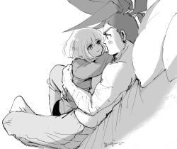 1femboy 2boys after_sex androgynous bob_cut cuddling cum cum_drip femboy feminine_faced_male feminine_male gay hoodie hug lio_fotia monochrome on_bed petite petite_body petite_male promare short_hair short_male size_difference sketch slim slim_male slim_waist thin_waist twink wholesome yaoi