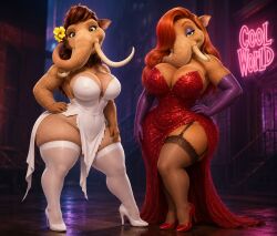 ai_generated anthro blue_sky_studios cabaret cool_world curvy dancing ellie_(ice_age) eyewear heels holli_would_(cosplay) huge_breasts ice_age:_collision_course ice_age:_the_meltdown ice_age_(film) ice_age_(series) ice_age_dawn_of_the_dinosaurs imminent_sex jessica_rabbit_(cosplay) juicy_thighs mammoth mature_female milf milfification mommy mommy_kink mother_and_daughter peaches_(ice_age) playboy_outfit plump skirt thick_arms thick_thighs thighhighs voluptuous voluptuous_female voluptuous_milf white_stockings who_framed_roger_rabbit