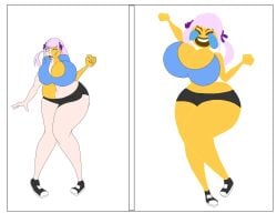 ass_expansion black_clover breast_expansion breast_growth breast_growth_(enlargement) breasts brown_hair dorito228 emoji emoji_(race) emojification female large_breasts large_head mind_control noelle_silva personality_change round_head strange toon-bomber transformation yellow_body yellow_skin