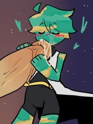 blowjob cum cum_in_mouth kikychfangirl penis saturn_(solarballs) size_difference solarballs titan_(solarballs)