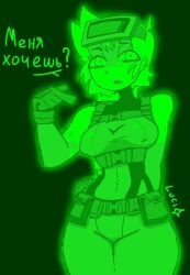 awaria clothed confused female looking_at_viewer luci_star nikita_naprava russian_text talking_to_viewer text visible_nipples watermark