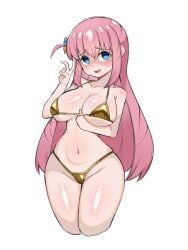 1girls artist_request bikini bocchi_the_rock! breasts gold_bikini gotou_hitori tagme white_background