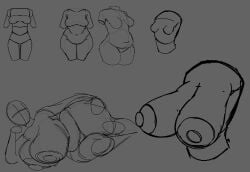 1girls areola areolae banana_breasts big_breasts breasts breasts_bigger_than_head chubby chubby_female female female_focus female_only hand_on_head hand_on_hip huge_areola huge_areolae huge_breasts long_breasts massive_breasts ribznsfw seductive seductive_pose sketch thick_body thick_hips thick_legs thick_thighs