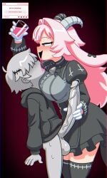1boy 1girls balls bottomless demon demon_girl drunken_goddess_reflux femdom femme_soule handjob huge_cock large_breasts penis pukey_goddess_shot_trick self_upload strawpage_request tagme unepicroachy veiny_penis y/n_(unepicroachy)