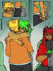 battle_for_dream_island battle_for_dream_island_again bfdi bfdia boob_window clothed clothed_masturbation cum_drip firey_(bfdi) frottage frotting gijinka kiss_mark kissing kissing_marks kissing_neck leafy_(bfdi) licking masturbating_other masturbation_through_clothes object_show object_shows osc pin_(bfdi) public public_exposure public_masturbation public_transportation rubbing rubbing_penis rubbing_pussy semi_nude sonia0_90 suggestive wet wet_penis wet_pussy