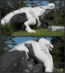 3d_(artwork) blender_(artwork) blender_(copyright) blender_cycles_(artwork) comic dialogue digital_media_(artwork) dinosaur dominant dominant_female duo english_text female feral forest forest_fun_(thatman) hi_res imminent_sex interceptor male male/female on_top_of outside page_number plant prehistoric_species profanity reptile rock scalie text thatman tree x_(thatman_23) xaria_(thatman_23)