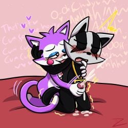 1:1 anthro badger blake_the_badger cindy_(fnac) dialogue domestic_cat duo ejaculation eyes_closed fazbear_fanverse felid feline felis female finger_in_mouth five_nights_at_candy's five_nights_at_freddy's half-closed_eyes handjob handjob_from_behind holding_head male male/female mammal masturbation moan mustelid musteline narrowed_eyes nude nude_female nude_male orgasm orgasm_face orgasm_from_handjob penile popgoes scottgames sex zurzure