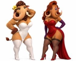ai_generated anthro blue_sky_studios cabaret cool_world curvy dancing ellie_(ice_age) eyewear heels holli_would_(cosplay) huge_breasts ice_age:_collision_course ice_age:_the_meltdown ice_age_(film) ice_age_(series) ice_age_dawn_of_the_dinosaurs imminent_sex jessica_rabbit_(cosplay) juicy_thighs mammoth mature_female milf milfification mommy mommy_kink mother_and_daughter peaches_(ice_age) playboy_outfit plump skirt thick_arms thick_thighs thighhighs voluptuous voluptuous_female voluptuous_milf white_stockings who_framed_roger_rabbit