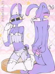 back_view bunny clothed feminization jax_(tadc) jax_(the_amazing_digital_circus) semi_nude sonia0_90 suggestive suggestive_look suggestive_pose tadc the_amazing_digital_circus transfem vibrator vibrator_in_ass
