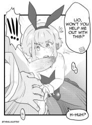 1femboy 2boys androgynous blush blushing bob_cut bunny_ears bunnysuit comic_panel crossdressing dialogue femboy femboy_focus femboysub feminine_faced_male feminine_male galo_thymos gay gay_sex imminent_oral lio_fotia monochrome open_mouth pantyhose petite petite_body petite_male pov promare short_hair short_male shy size_difference slim slim_male slim_waist solo_focus text theblmaster thin_waist twink yaoi