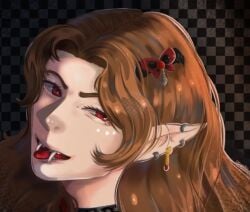 elf_ears fang fangs fangs_out girl hair red_eyes